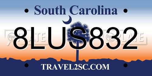 8LUS832 South Carolina License Plate