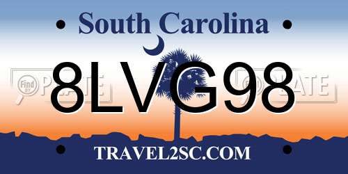8LVG98 South Carolina License Plate
