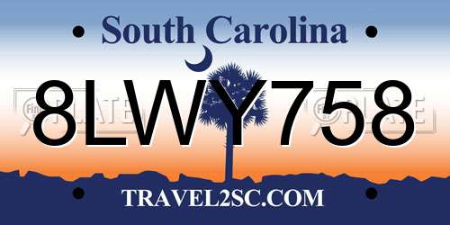 8LWY758 South Carolina License Plate