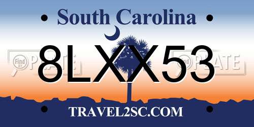 8LXX53 South Carolina License Plate