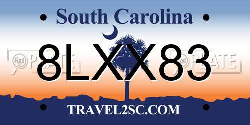 8LXX83 South Carolina License Plate