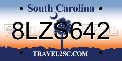 8LZS642 South Carolina License Plate