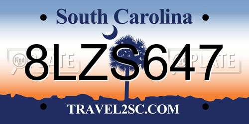8LZS647 South Carolina License Plate