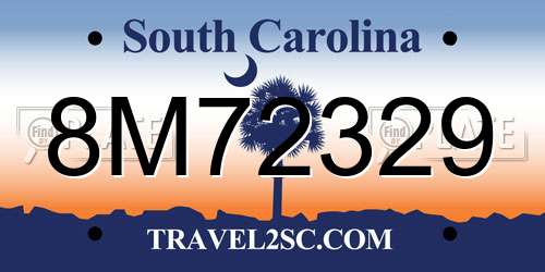 8M72329 South Carolina License Plate