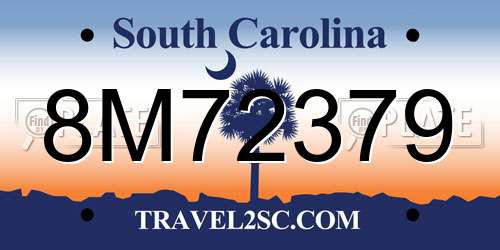 8M72379 South Carolina License Plate