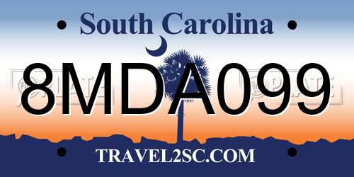 8MDA099 South Carolina License Plate