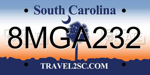 8MGA232 South Carolina License Plate