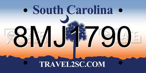 8MJ1790 South Carolina License Plate