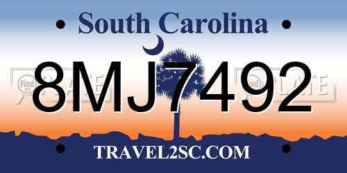8MJ7492 South Carolina License Plate