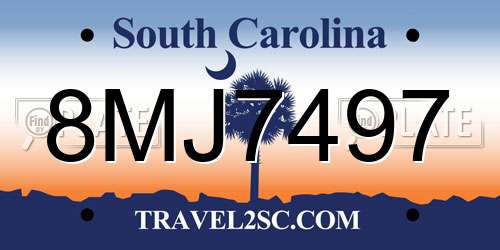 8MJ7497 South Carolina License Plate