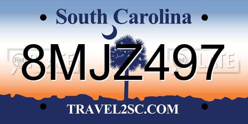 8MJZ497 South Carolina License Plate