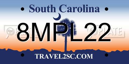 8MPL22 South Carolina License Plate