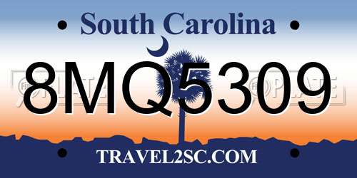 8MQ5309 South Carolina License Plate