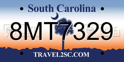 8MT7329 South Carolina License Plate