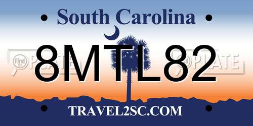 8MTL82 South Carolina License Plate
