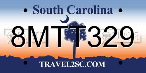 8MTT329 South Carolina License Plate