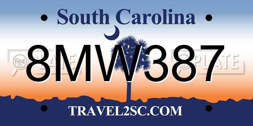 8MW387 South Carolina License Plate