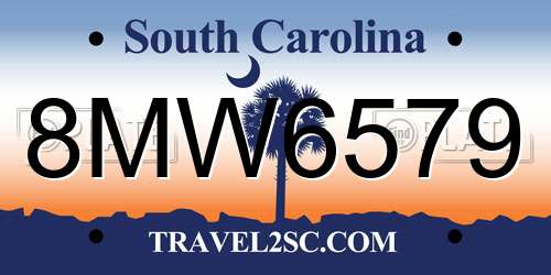 8MW6579 South Carolina License Plate