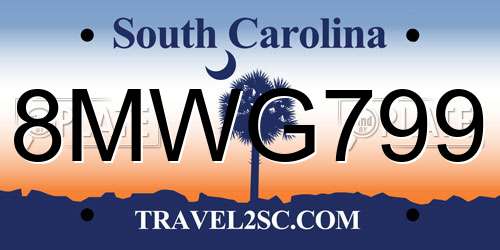 8MWG799 South Carolina License Plate