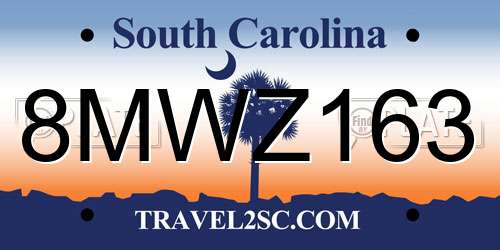 8MWZ163 South Carolina License Plate