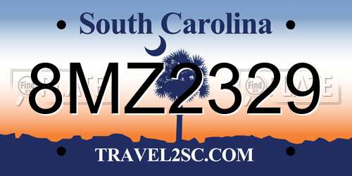 8MZ2329 South Carolina License Plate