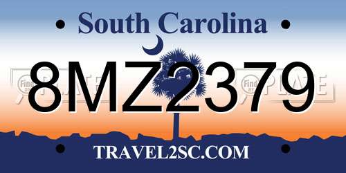 8MZ2379 South Carolina License Plate