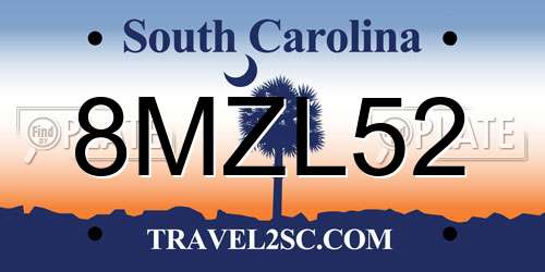 8MZL52 South Carolina License Plate
