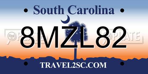 8MZL82 South Carolina License Plate