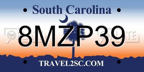 8MZP39 South Carolina License Plate