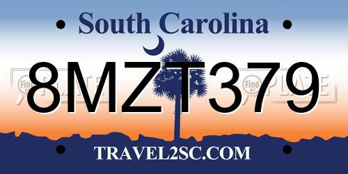 8MZT379 South Carolina License Plate
