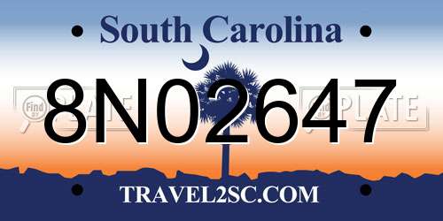 8N02647 South Carolina License Plate