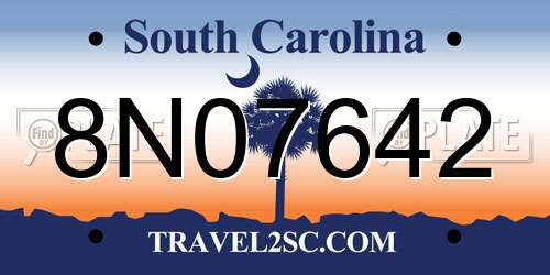 8N07642 South Carolina License Plate