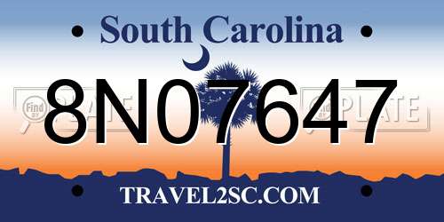 8N07647 South Carolina License Plate