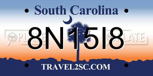 8N15I8 South Carolina License Plate