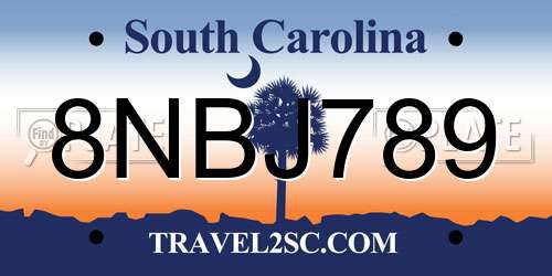 8NBJ789 South Carolina License Plate