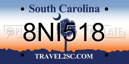 8NI518 South Carolina License Plate