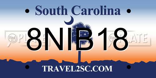 8NIB18 South Carolina License Plate
