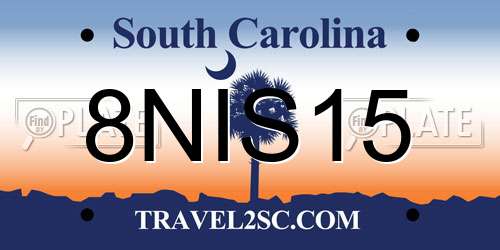 8NIS15 South Carolina License Plate