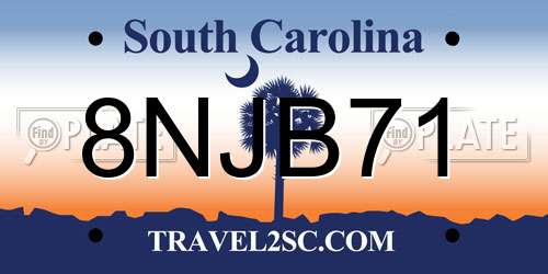 8NJB71 South Carolina License Plate