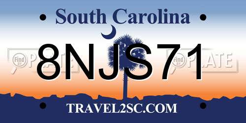 8NJS71 South Carolina License Plate
