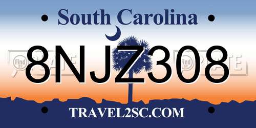 8NJZ308 South Carolina License Plate