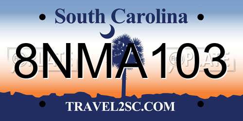 8NMA103 South Carolina License Plate