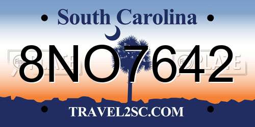 8NO7642 South Carolina License Plate