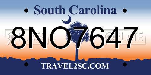 8NO7647 South Carolina License Plate