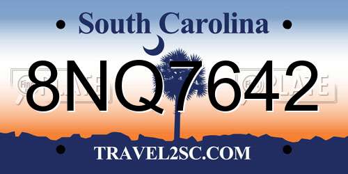 8NQ7642 South Carolina License Plate