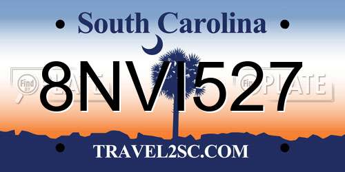 8NVI527 South Carolina License Plate