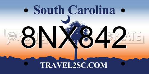 8NX842 South Carolina License Plate