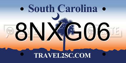 8NXG06 South Carolina License Plate