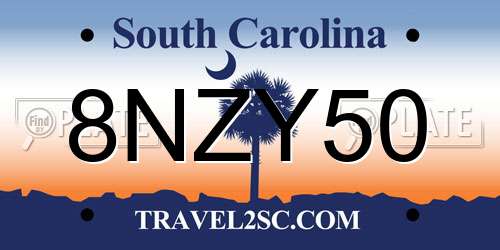8NZY50 South Carolina License Plate