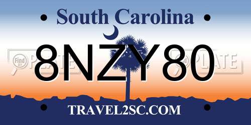 8NZY80 South Carolina License Plate